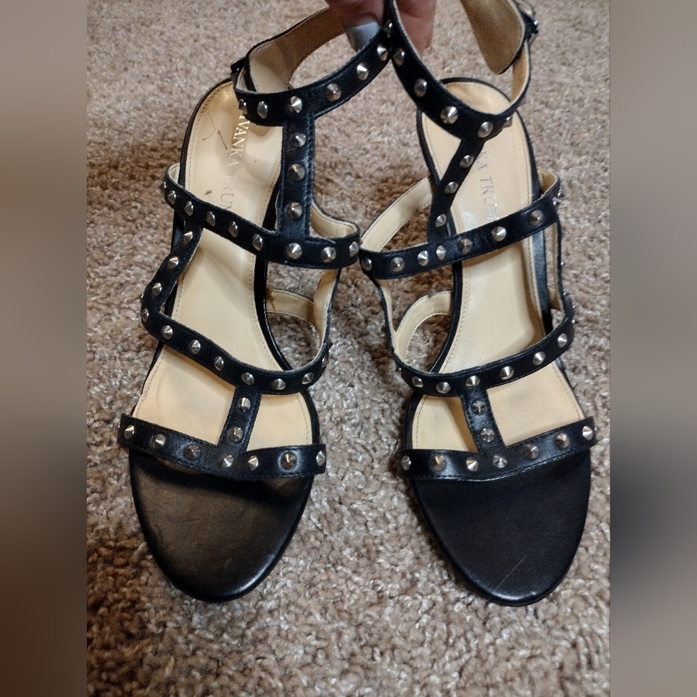 Ivanka Trump Black Studded Cage Heels 9 - Picture 1 of 12